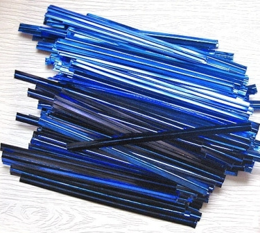 BLUE METALLIC 6 Inch Twistie Bag Ties (Qty 100)